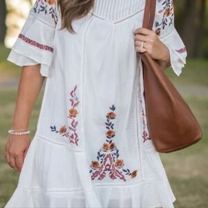 White Embroidered Dress - Free People